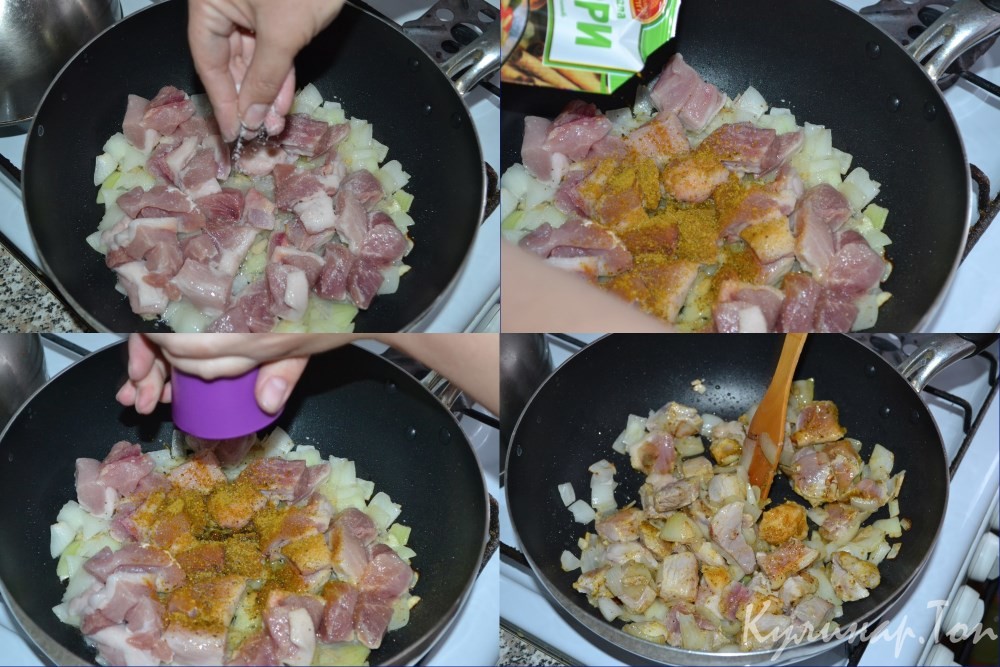 Свинина с картофелем и бананом