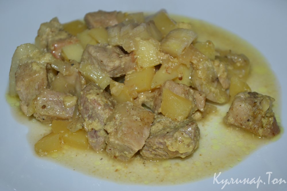 Свинина с картофелем и бананом