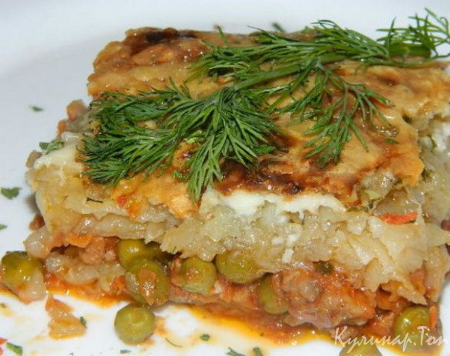 Гороховая запеканка с овощами