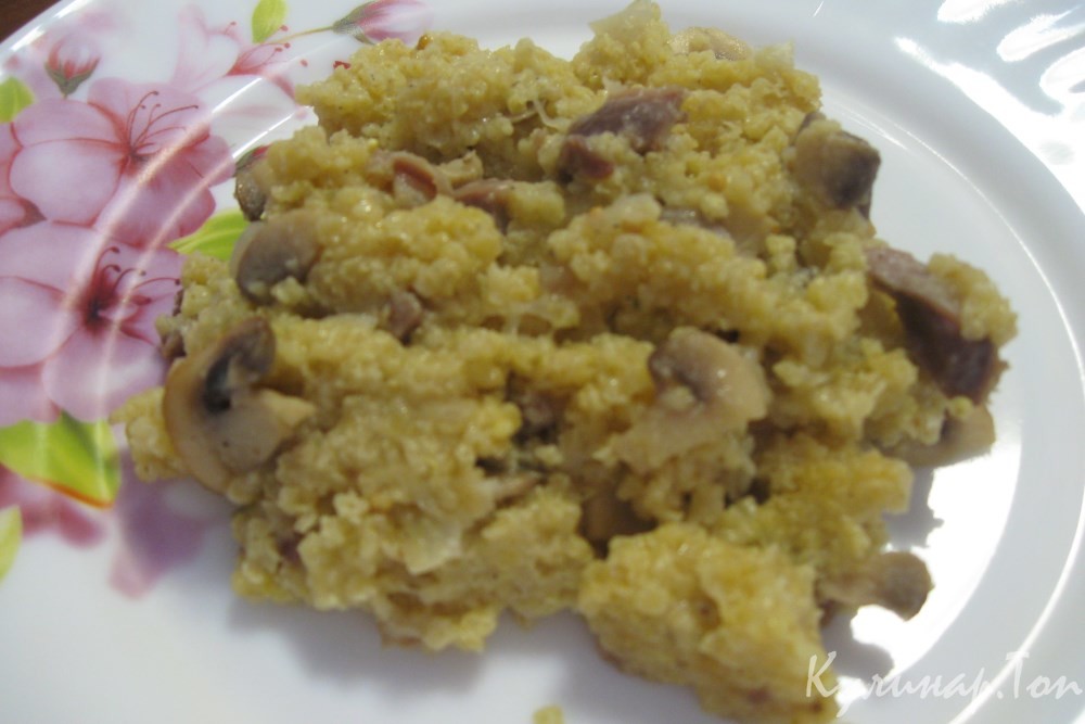 Пшенная каша с курицей и грибами