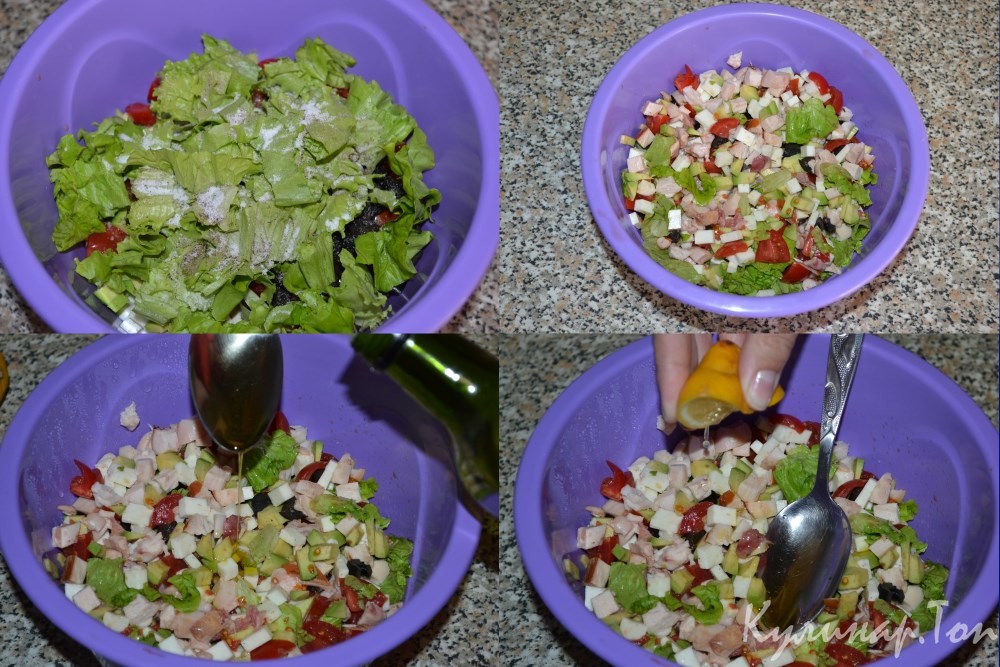 Салат с копченой курицей и авокадо