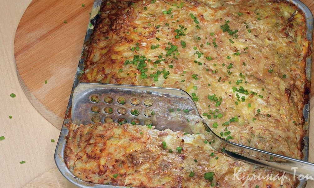 Картофельная запеканка с говядиной и анчоусами