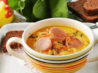 Сырный суп с сосисками