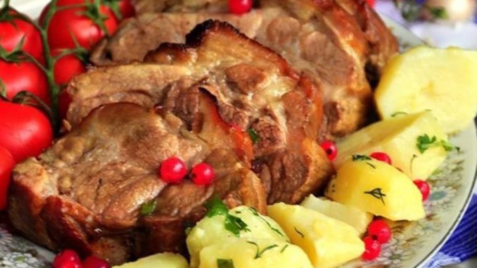 Телятина с картофелем и грибами Телятина с картофелем и грибами