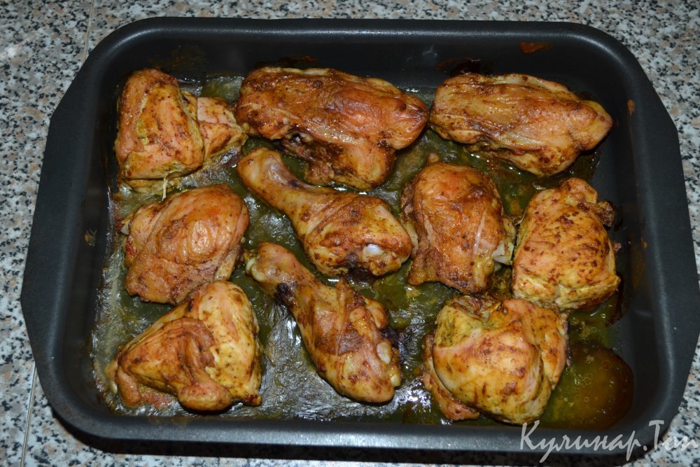 Курица в йогурте с аджикой и куркумой