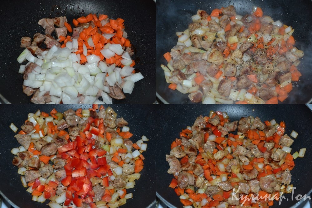 Пшенная каша с мясом и овощами