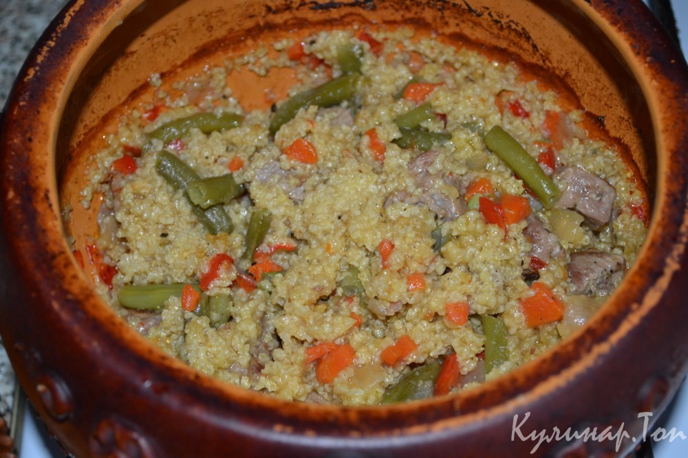 Пшенная каша с мясом и овощами