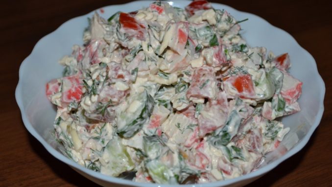 Салат с крабовым мясом и овощами-05 Салат с крабовым мясом и овощами