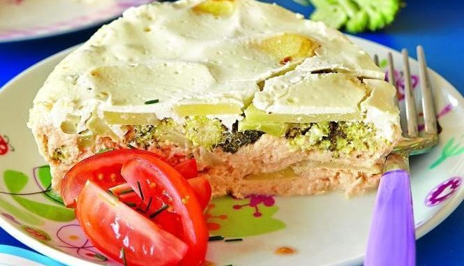 Запеканка с лососем и овощами Запеканка с лососем и овощами