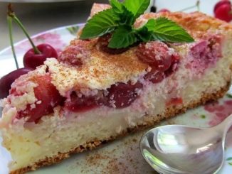 Запеканка с вишней и киселем
