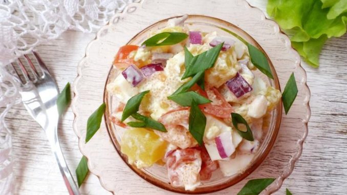 Картофельный салат с заправкой из икры Картофельный салат с заправкой из икры