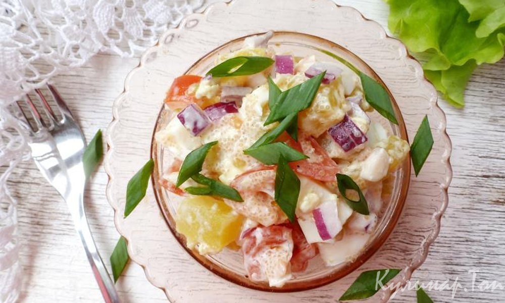 Картофельный салат с заправкой из икры