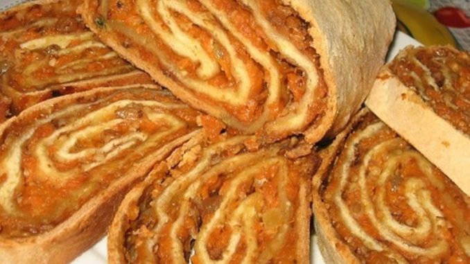 Рулет из лаваша с абрикосовым джемом и грецкими орехами Рулет с абрикосовым джемом и грецкими орехами