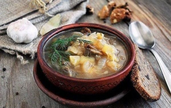 Гpибныe щи с квашeной капустой Грибные щи с квашеной капустой