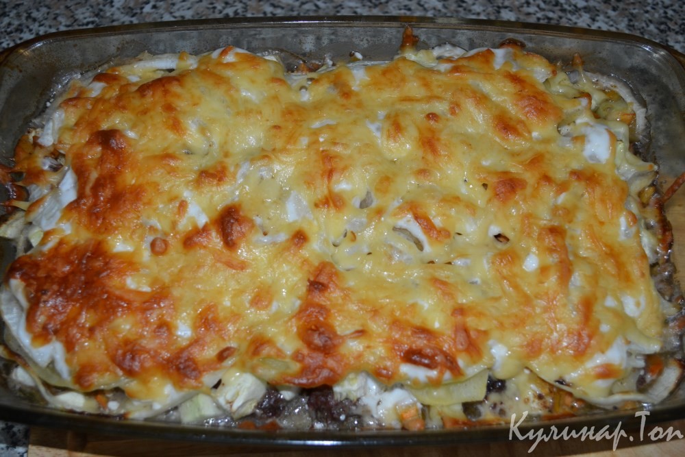 Запеканка с фаршем и овощами