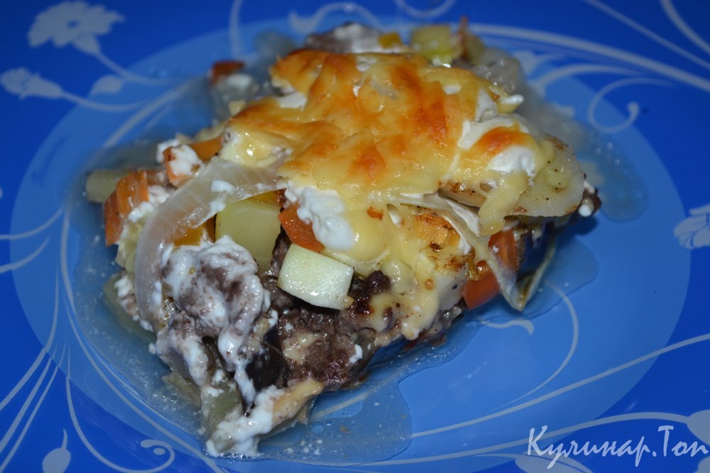 Запеканка с фаршем и овощами