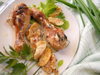Курица с яблоками и апельсином