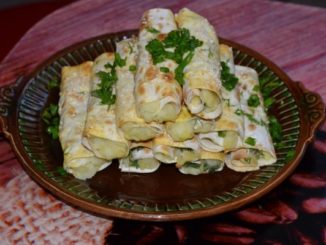 Постные трубочки из лаваша с картофелем