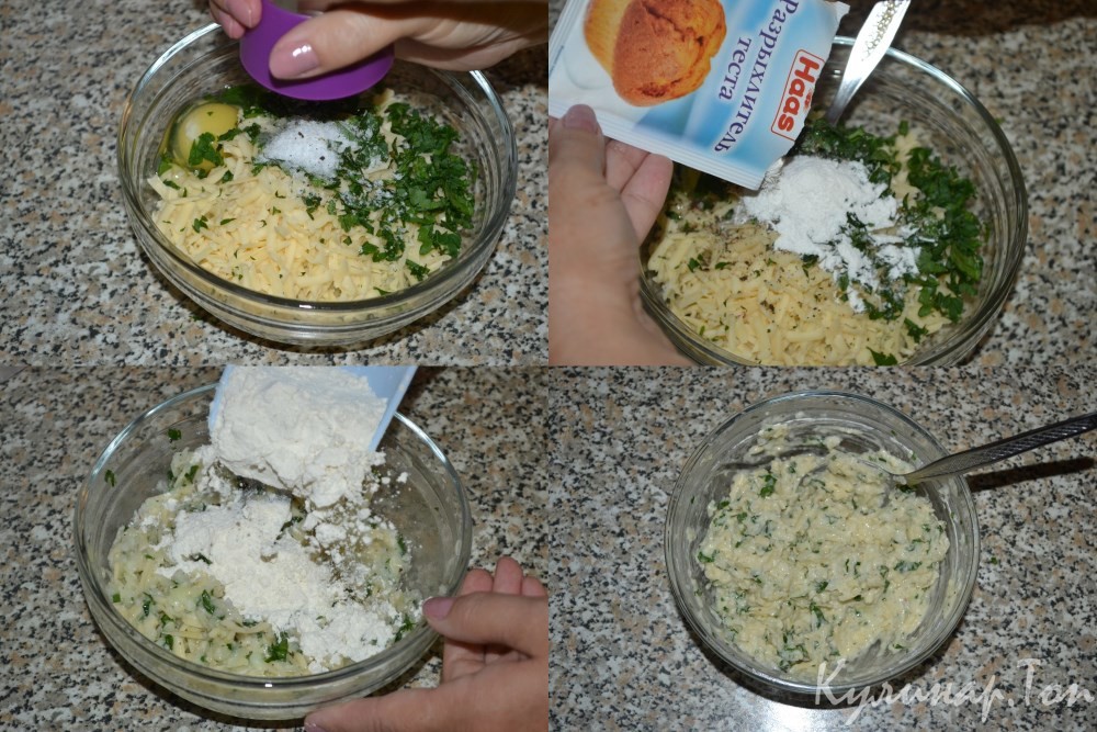 Луковые оладьи с сыром и зеленью