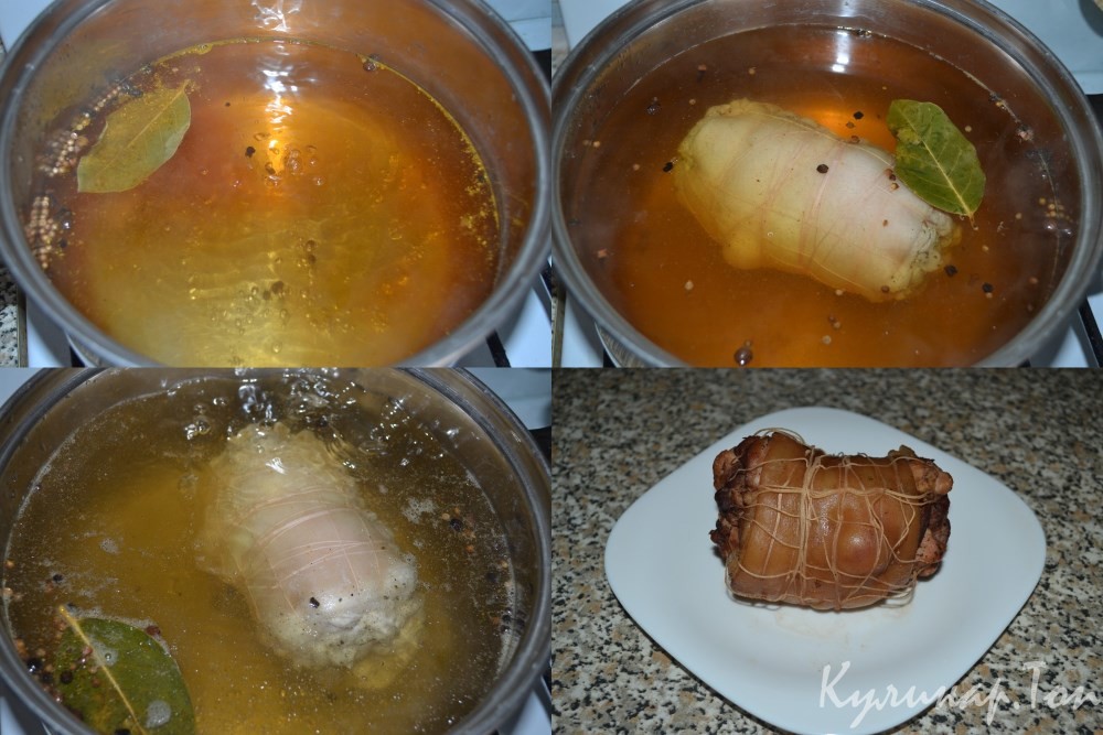 Рулет из свиной рульки с куриной грудкой