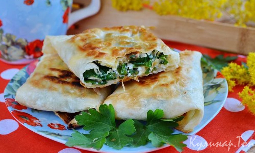 Лаваш с яйцом и шпинатом