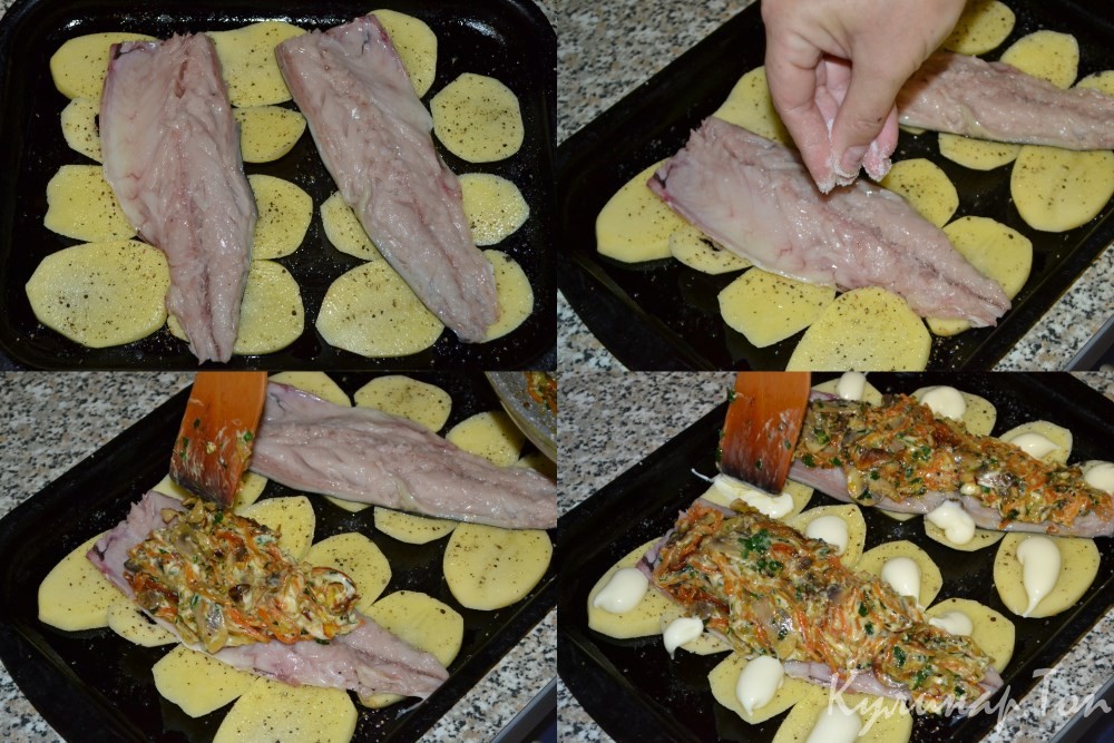 Скумбрия, запеченная с овощами
