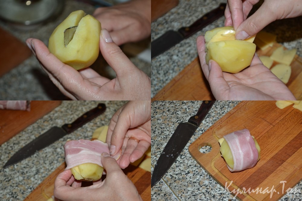 Картофель с сыром в беконе
