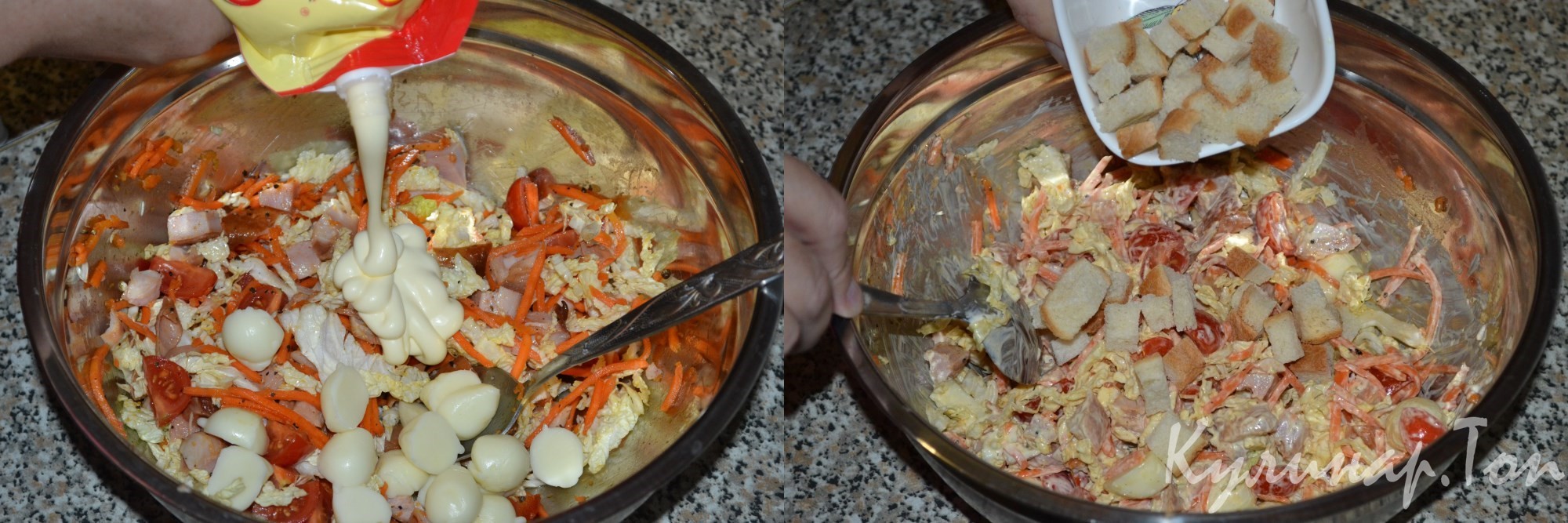 Салат с корейской морковью и копченой курицей