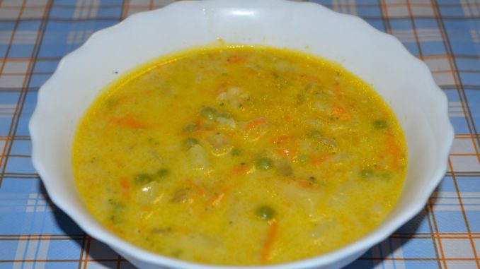 Сырный суп с овощами-07 Суп с овощами и плавленый сыром