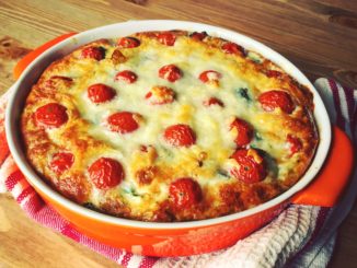 Запеканка с шампиньонами и помидорами черри