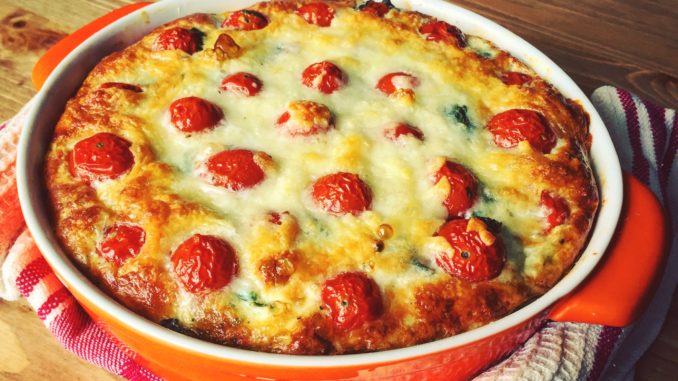 Запеканка с шампиньонами и помидорами черри Запеканка с шампиньонами и помидорами черри