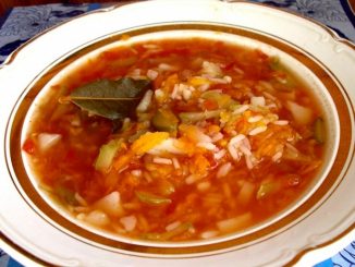 Рассольник с рисом и языком