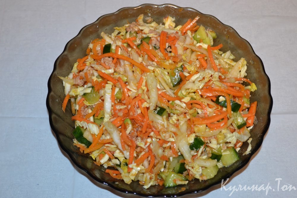 Салат с тунцом и морковью по-корейски