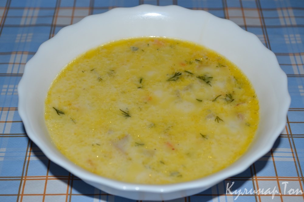 Сырный суп с шампиньонами и овощами