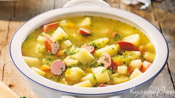 Быстрый суп с сосисками Быстрый суп с сосисками