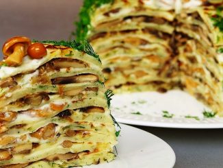 Блинный торт с грибной начинкой