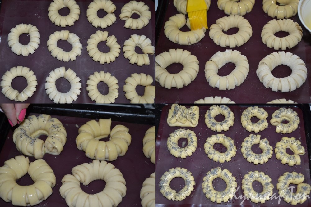 Булочки-колечки с маком и сахаром