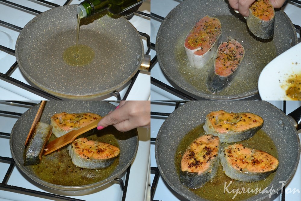 Жареная кета с лимоном