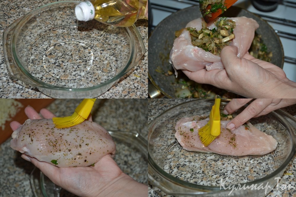 Куриная грудка, фаршированная шампиньонами