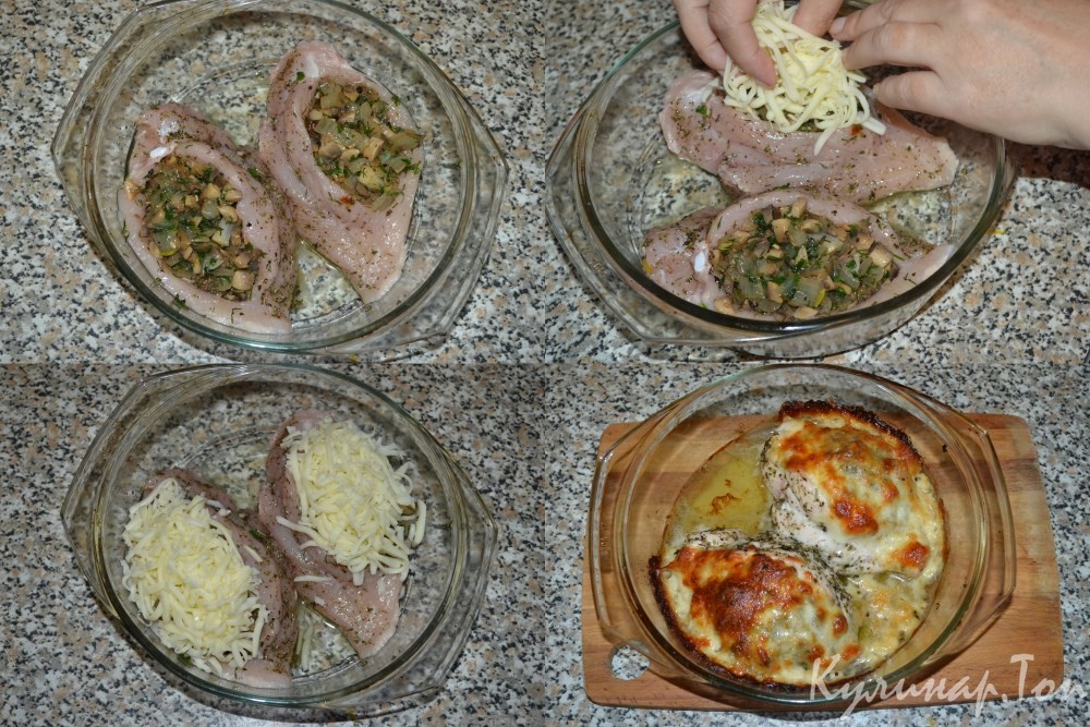 Куриная грудка, фаршированная шампиньонами