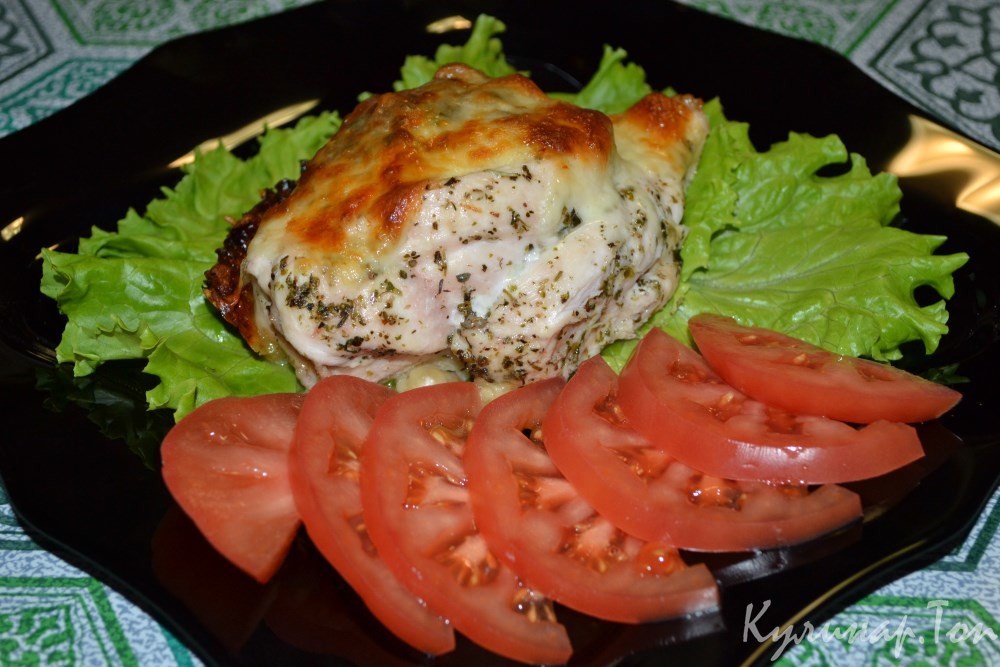 Куриная грудка, фаршированная шампиньонами