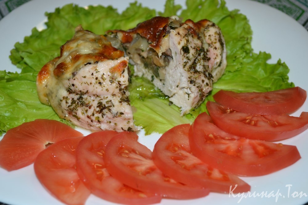 Куриная грудка, фаршированная шампиньонами