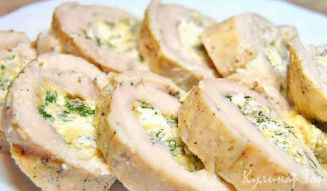 Куриные рулеты с творогом и сыром Куриные рулеты с творогом и сыром