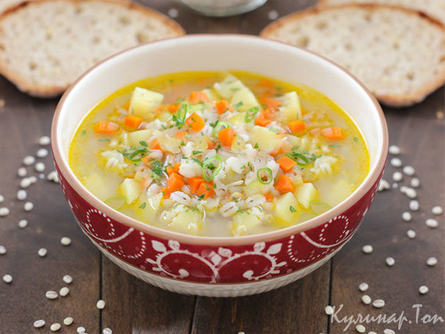 Куриный суп с сельдереем и перловкой