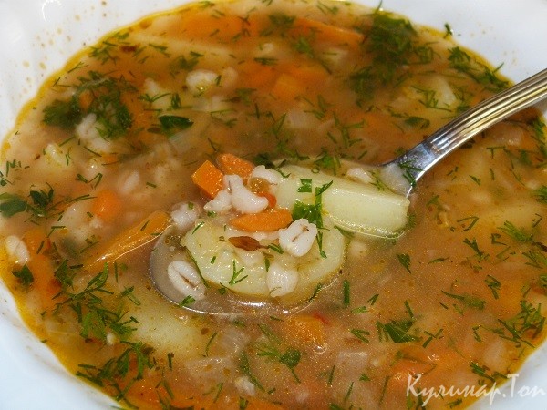 Перловый суп с овощами