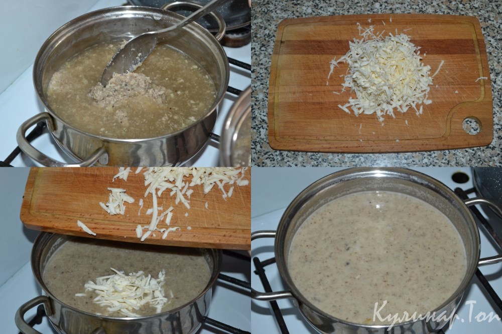 Сырный суп-пюре с шампиньонами