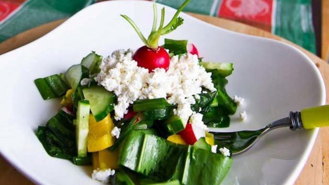 Творожный салат с овощами Творожный салат с овощами