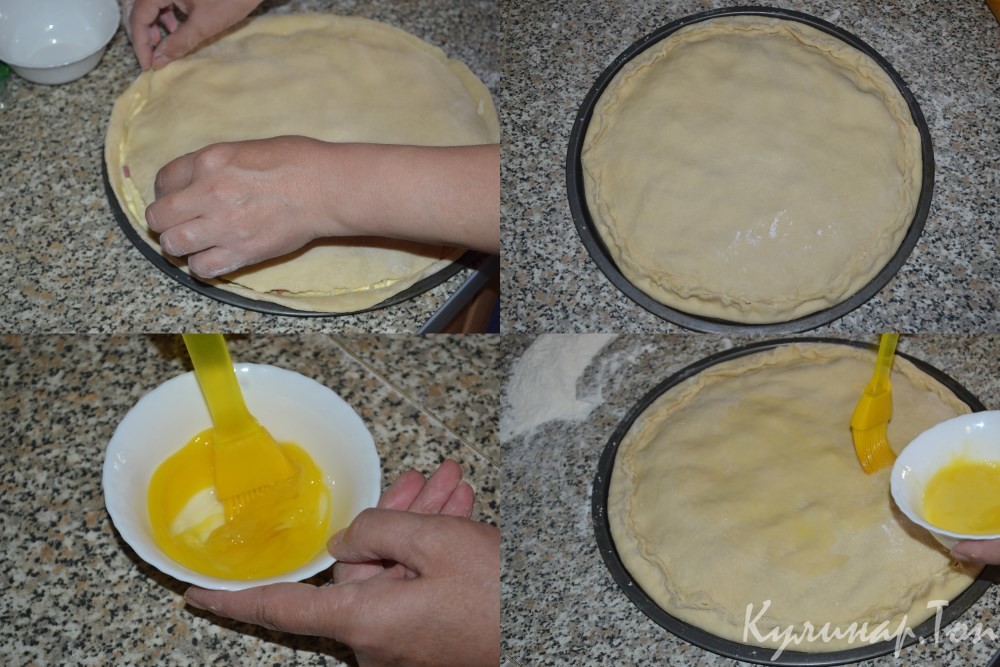 Закрытая пицца с колбасой и сыром