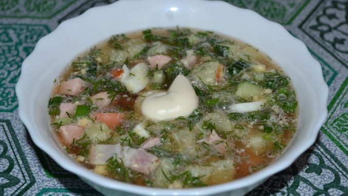 Окрошка «Сытная» с беконом и сосисками-13 Окрошка «Сытная» с беконом и сосисками