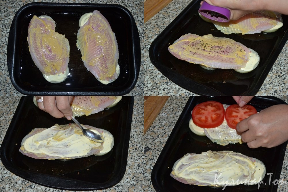 Тилапия с помидорами и сыром